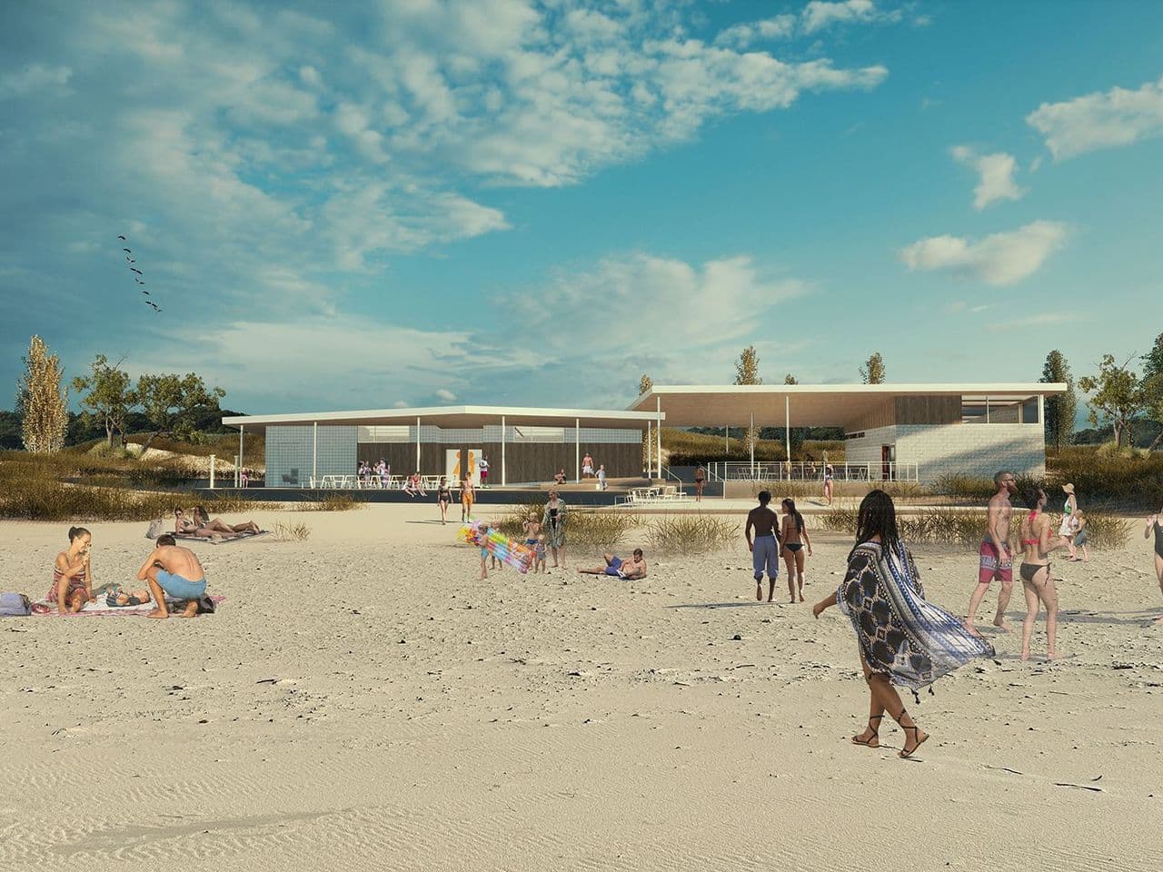 Muskegon State Park Beach House Exterior Rendering